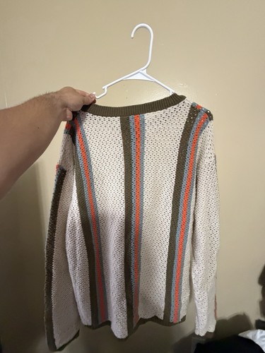 COLLUSION crotchet stripe polo sweater in gray Mens size small - photo 5
