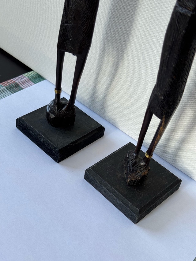Hand Carved African Wooden Figures – Pair – Vintage Decor - photo 4