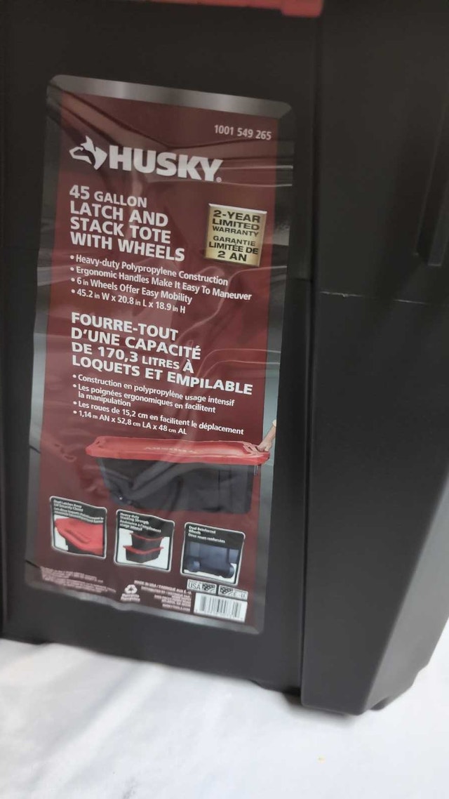 Husky 170 Litre/ 45 Gallon Latch and Stack Tote with Wheels - photo 2