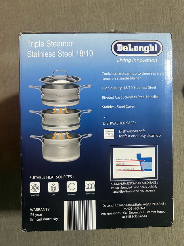 Brand New Delonghi Living Innovation Triple Steamer Cooking Pots - photo 2