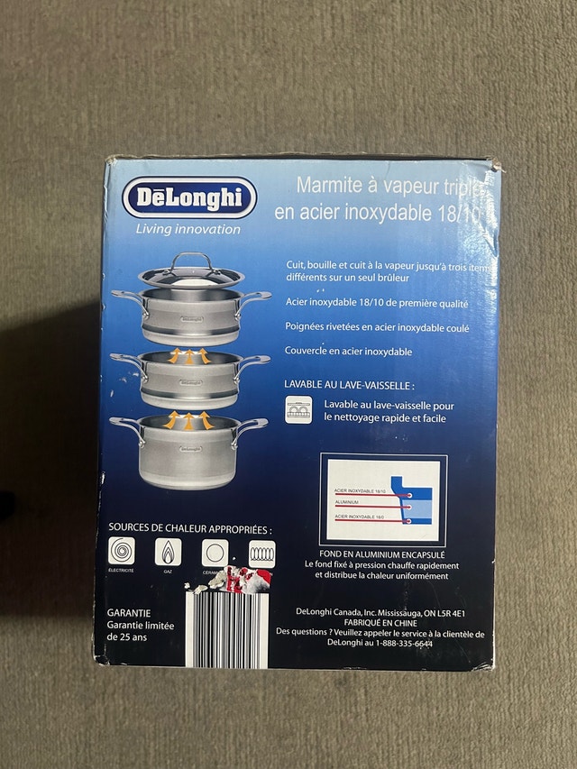 Brand New Delonghi Living Innovation Triple Steamer Cooking Pots - photo 4