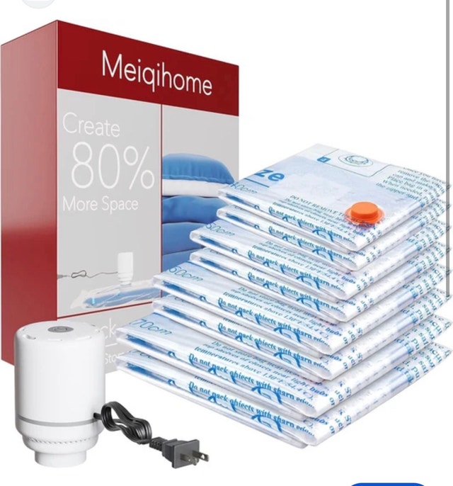 Brand New Meiqihome 8 Combo Vacuum Storage Bags w Electric Pump