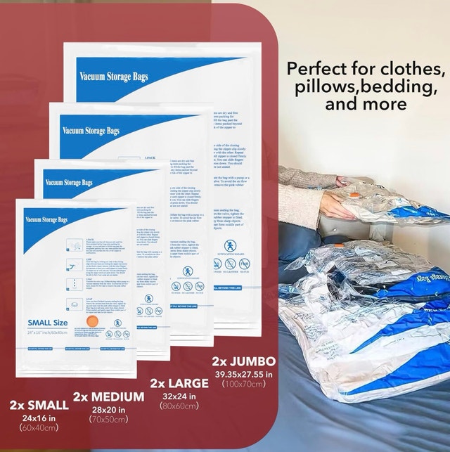 Brand New Meiqihome 8 Combo Vacuum Storage Bags w Electric Pump - photo 3