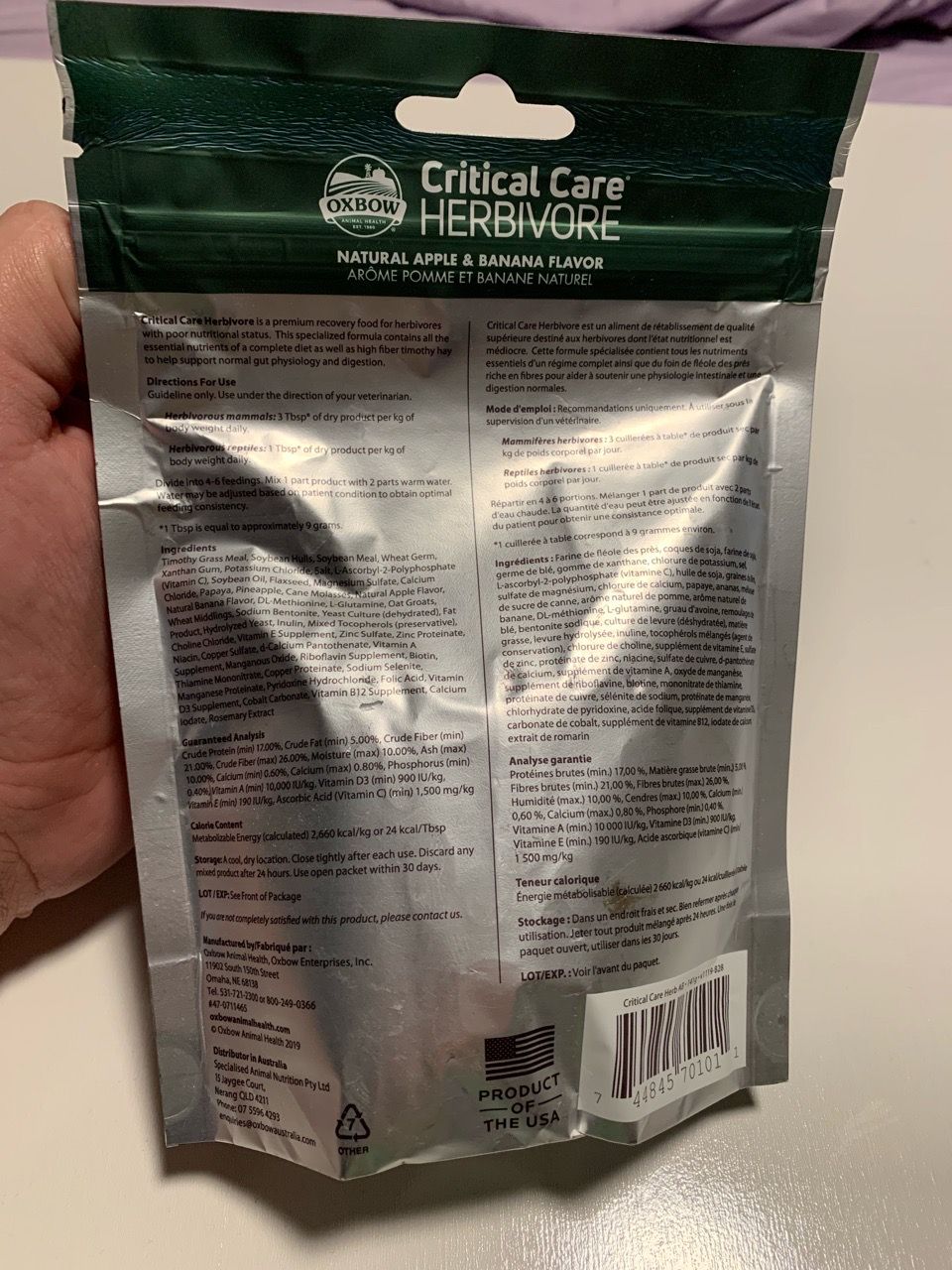 Oxbow Critical Care Herbivore Apple Banana 4.97oz - photo 4