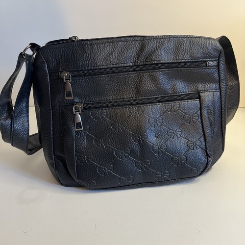 Women Crossbody Fashion PU Leather Multi-Pocket Bag Black