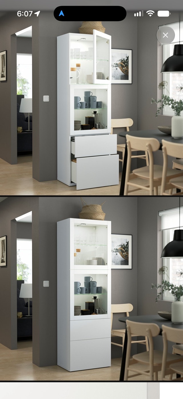 IKEA Glass Cabinet White with Drawers