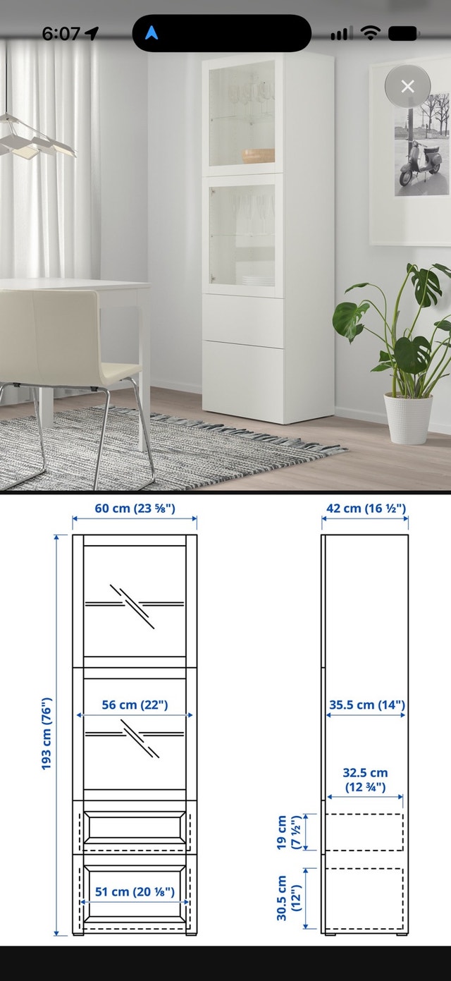 IKEA Glass Cabinet White with Drawers - photo 2