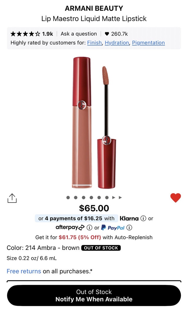 New Giorgio Armani Lip Maestro Liquid Matte Lipstick 214 - photo 2