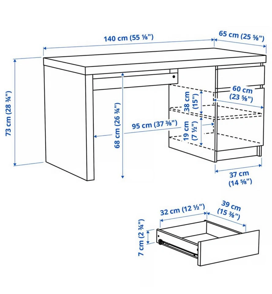 MOVING OUT SALE - IKEA MALM Desk with drawer and cabinet - photo 3
