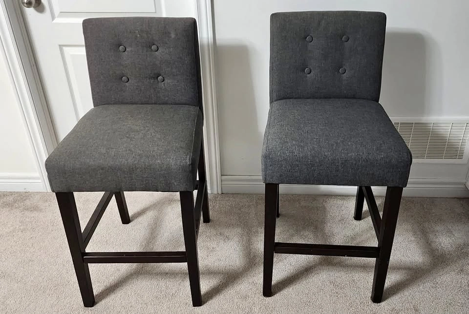 Set of 2 Grey Upholstered Counter-Height Chairs