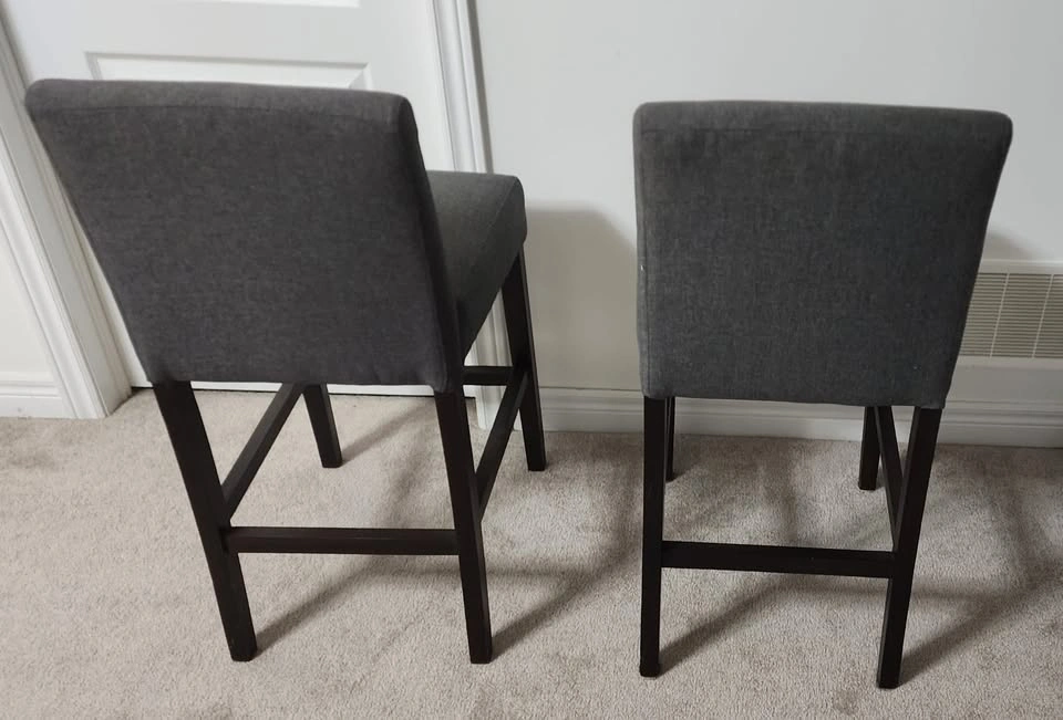 Set of 2 Grey Upholstered Counter-Height Chairs - photo 2