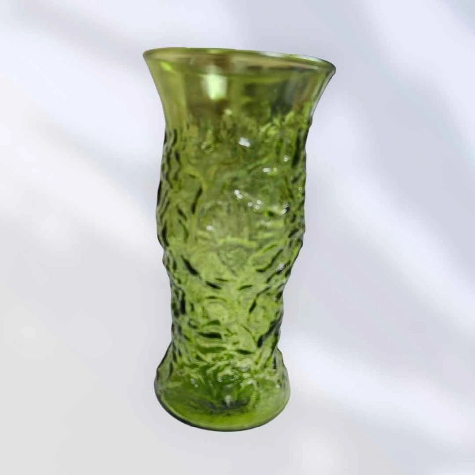 Vintage Green Cleveland USA E.O. Brody Co. Crinkle Glass Vase - photo 2