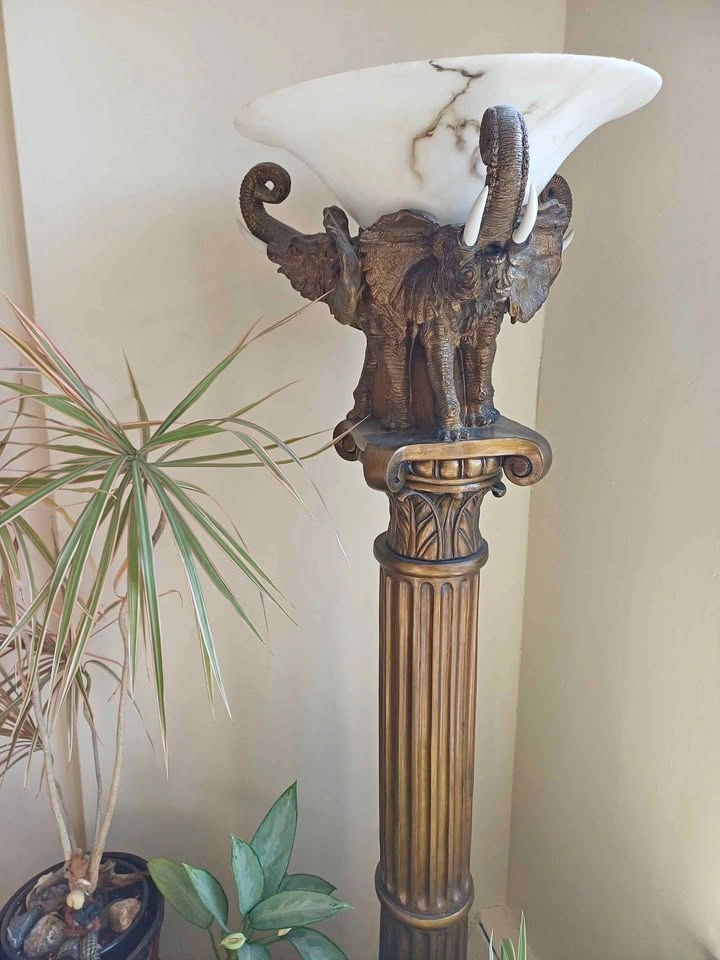 Tall wooden elephant lamp works well