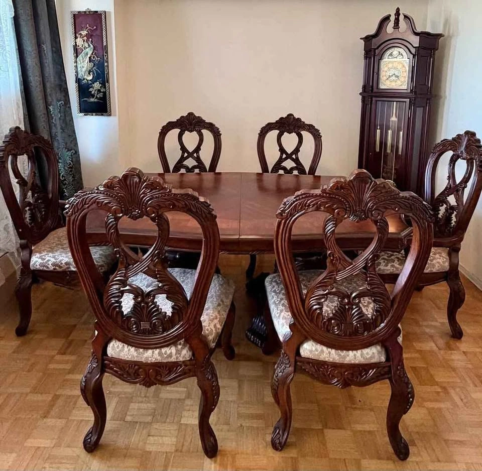 Formal Wooden Dining Table and 6 Large Chairs Set - photo 2