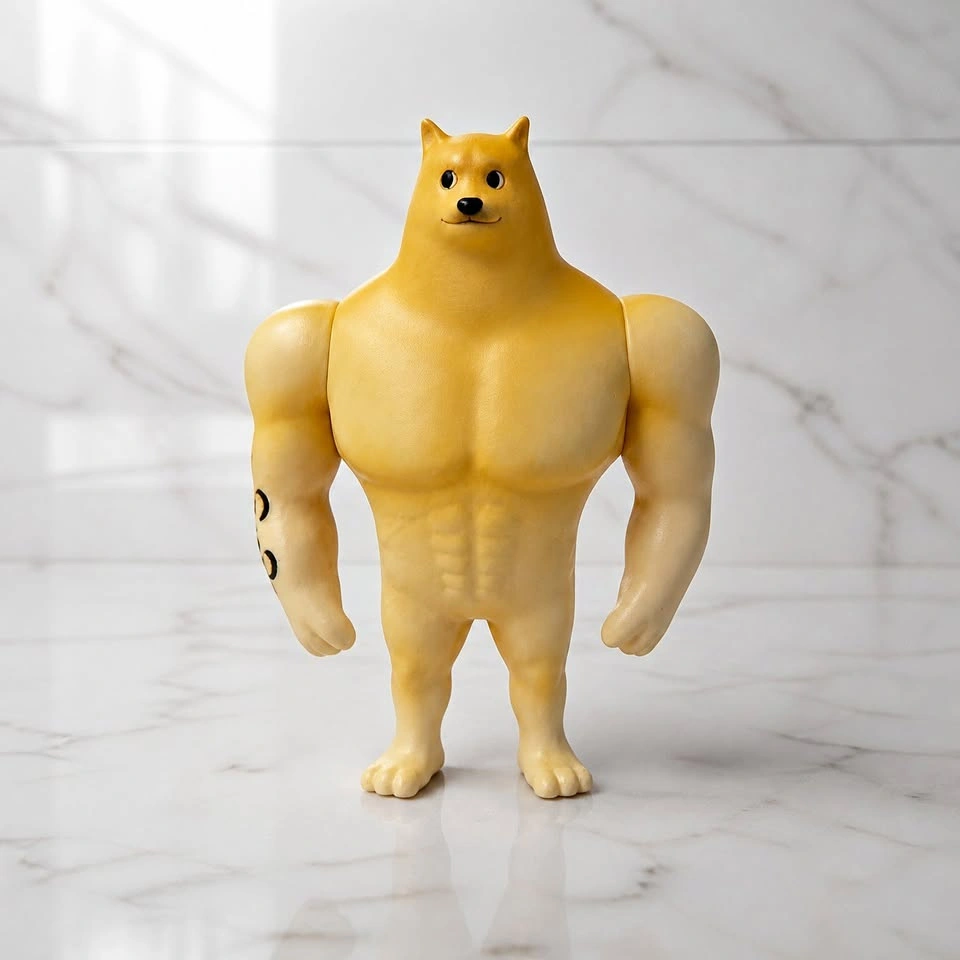 Swole Doge Meme Figure – Buff Doge Toy – MOVING SALE
