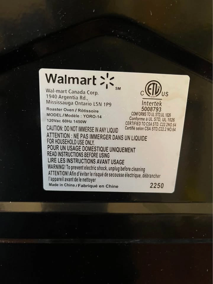 Walmart Roaster Oven Model YORO-14 - photo 2