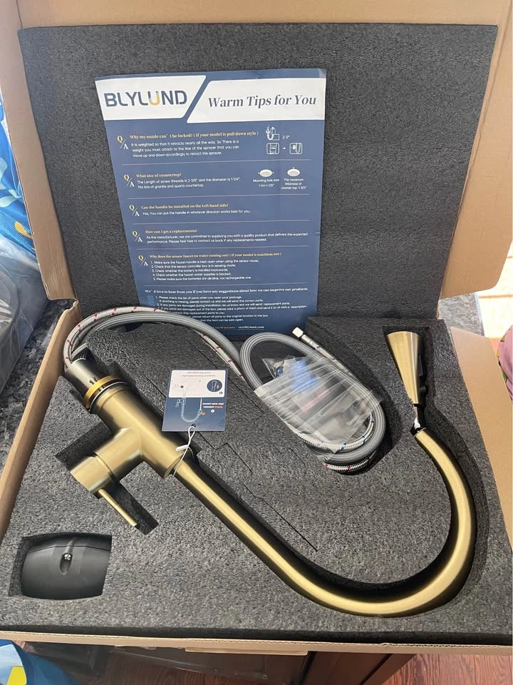Blylund Brushed Gold Kitchen Faucet with Pull-Down Sprayer - photo 4