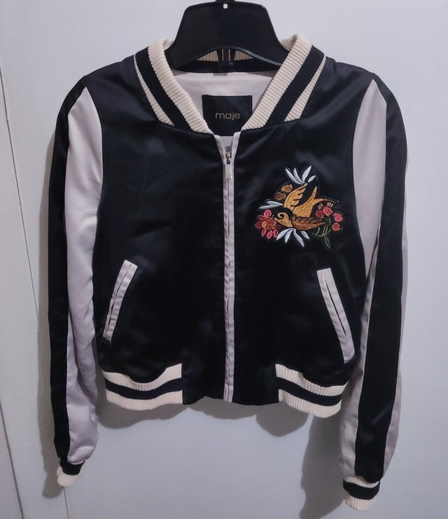 Maje Satin Bomber Jacket XS Women's