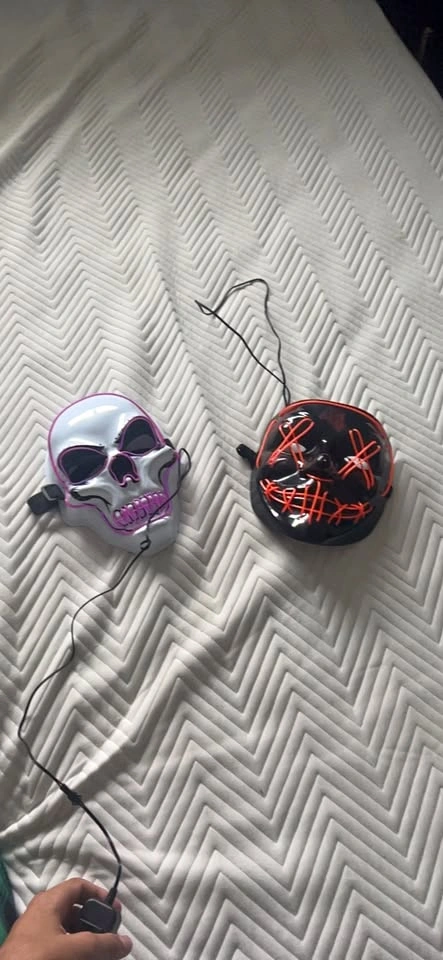 Light Up Halloween Masks - White Skull and Black Purge Style