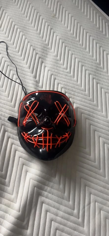 Light Up Halloween Masks - White Skull and Black Purge Style - photo 2