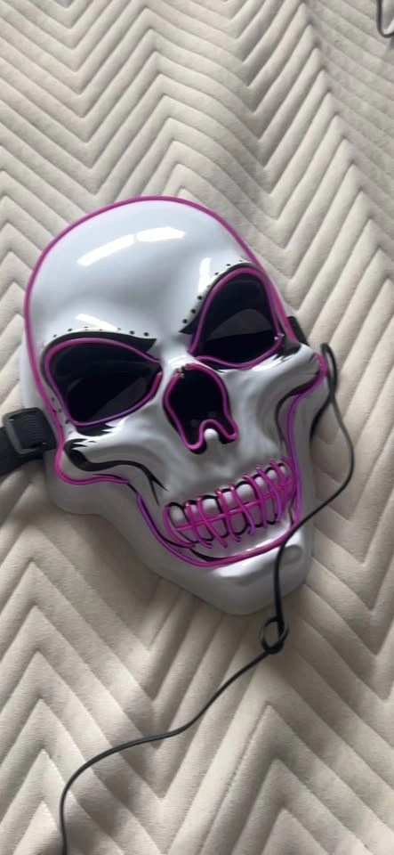 Light Up Halloween Masks - White Skull and Black Purge Style - photo 3