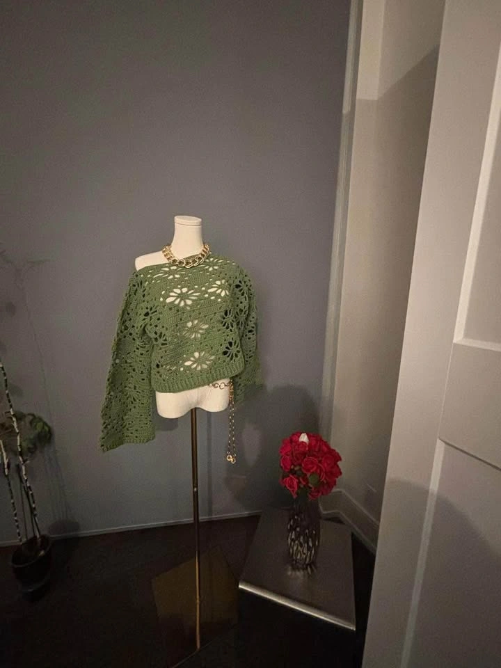 Handmade Crochet Cotton Sweater - photo 2