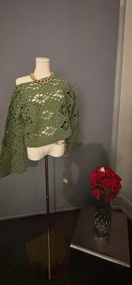 Handmade Crochet Cotton Sweater - photo 3