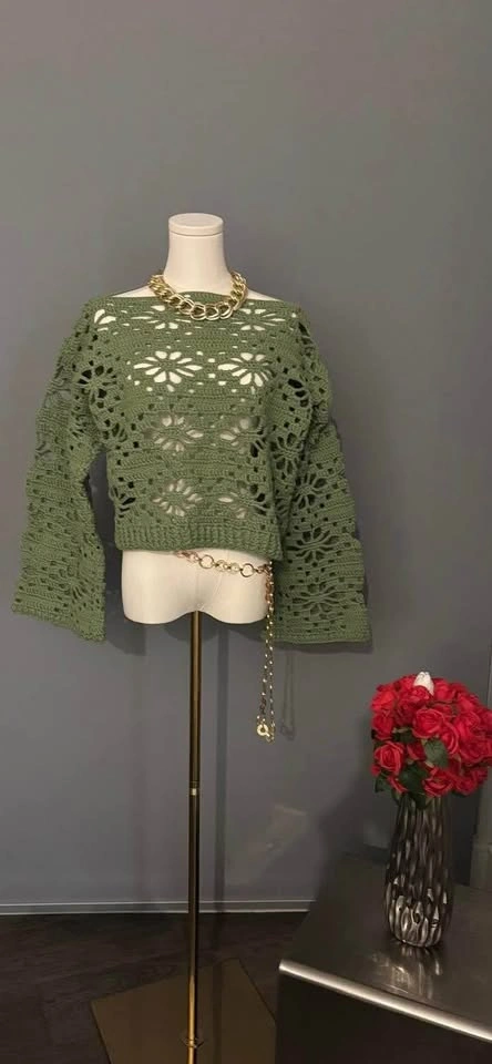 Handmade Crochet Cotton Sweater - photo 5