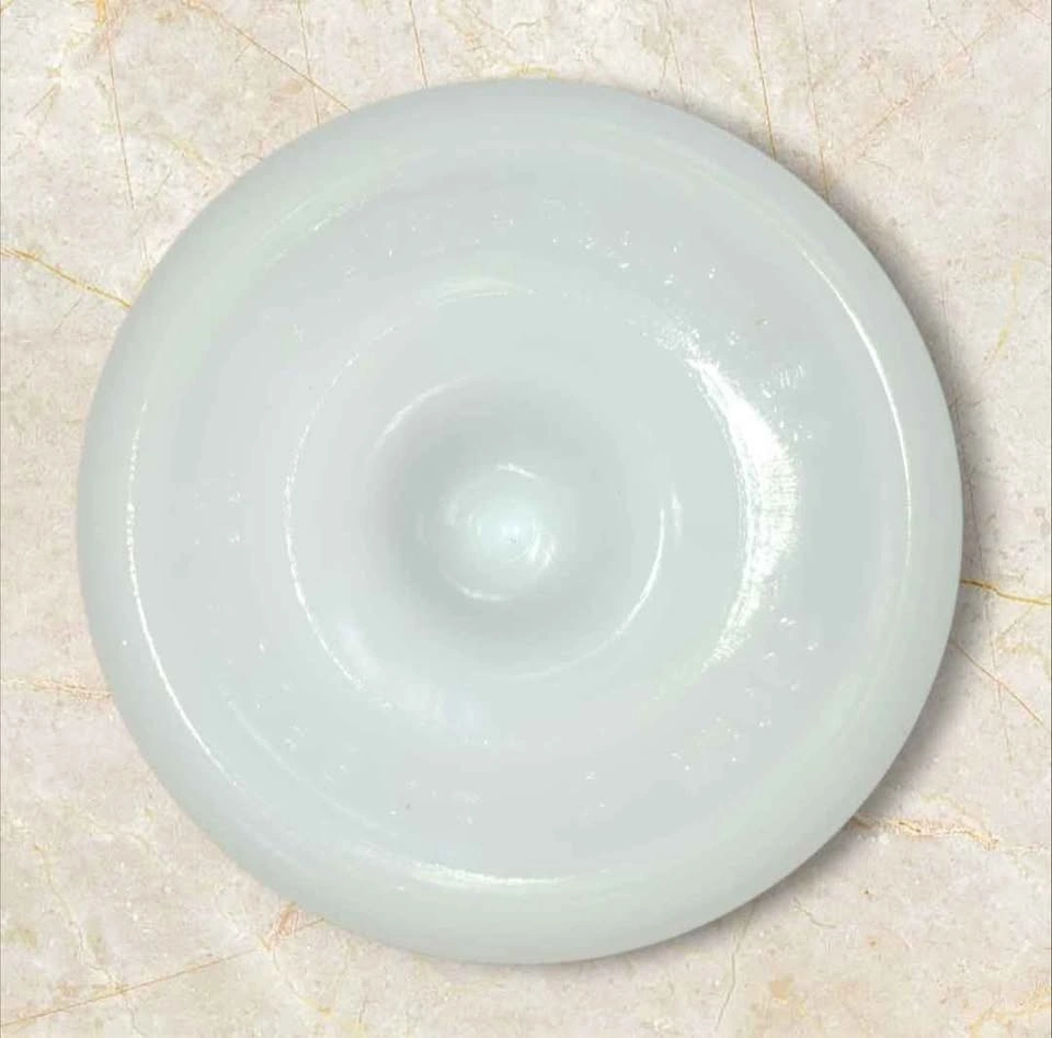 Vintage White Milk Glass Ribbed Pedestal Bowl and Plate Set - photo 5