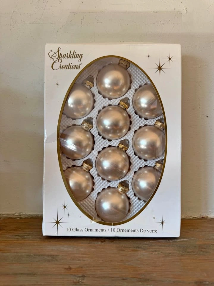 Vintage Sparkling Creations Champagne Pearl Glass Christmas Orna