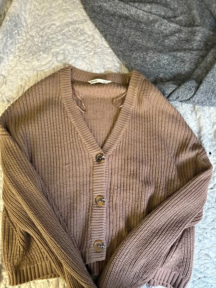 Brown Cardigan with Tortoiseshell Buttons