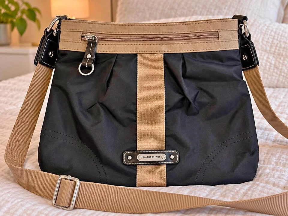 Naturalizer Black and Beige Crossbody Bag