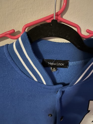 New Look Blue/White Colorblock Varsity Jacket Women's S - photo 4