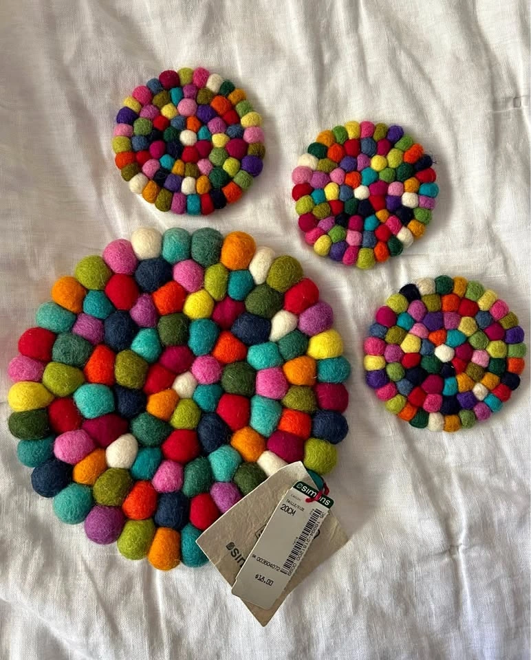 very cute wool glass and plant coasters