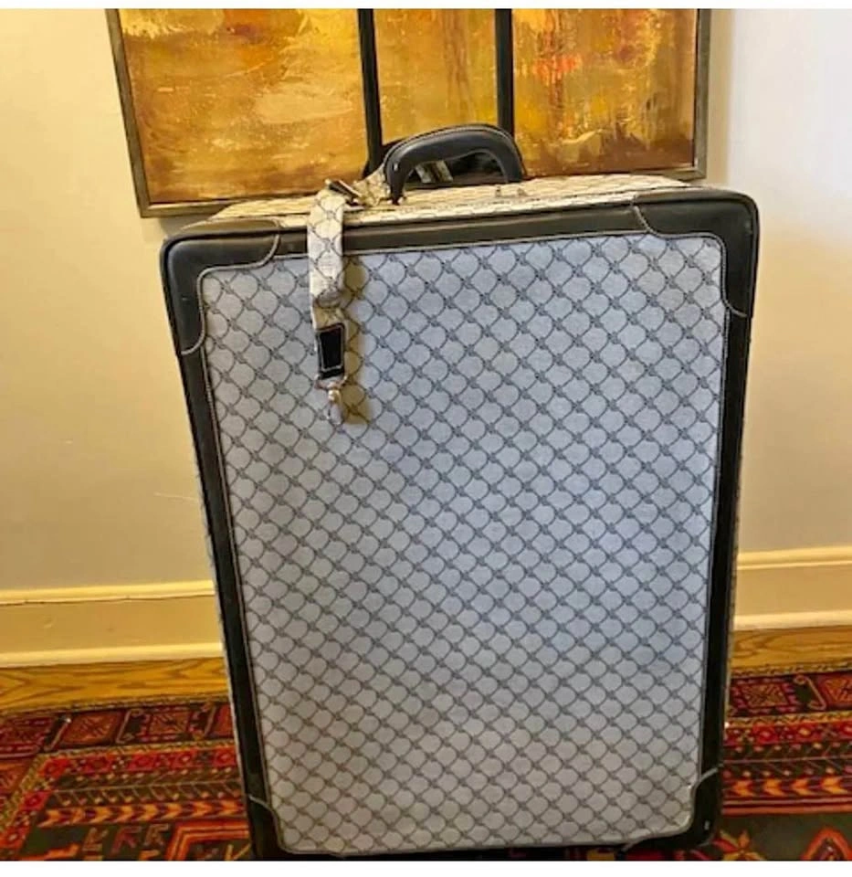 Ralph Lauren Black Gray Signature Jacquard Monogram Suitcase