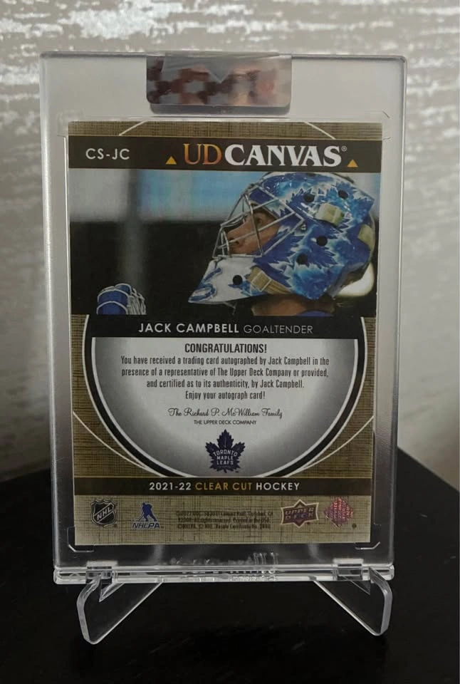 Jack Campbell 2021-22 Upper Deck Clear Cut #CS-JC Autograph /36 - photo 2