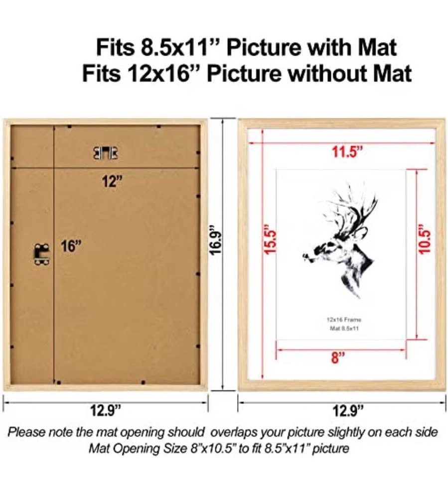 12x16 Picture Frame with Mat for 8.5x11 Set of 2 - photo 2