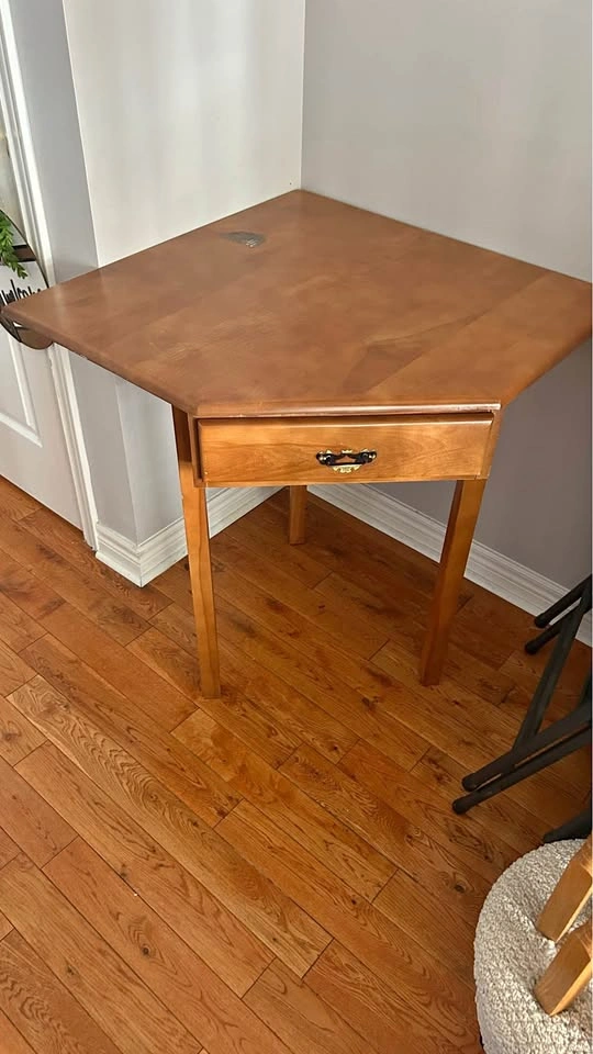 Wooden Corner Table with Drawer
