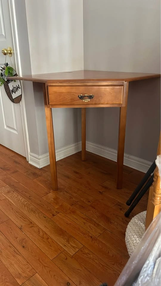 Wooden Corner Table with Drawer - photo 2
