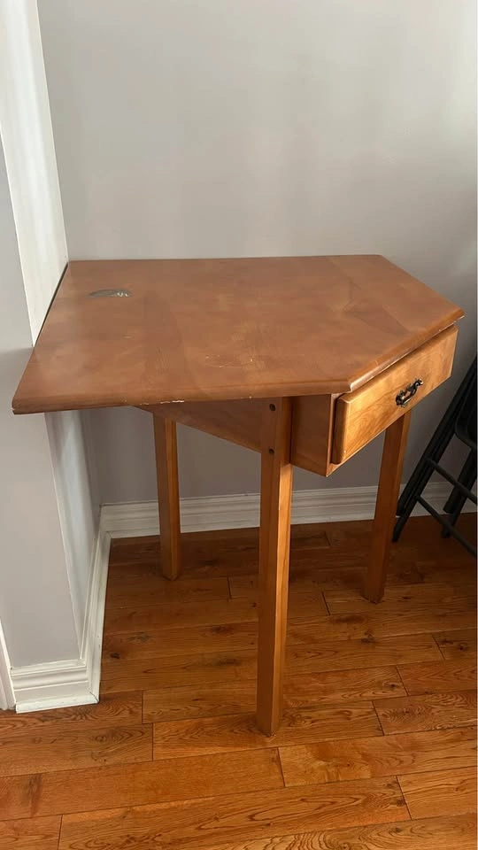 Wooden Corner Table with Drawer - photo 3