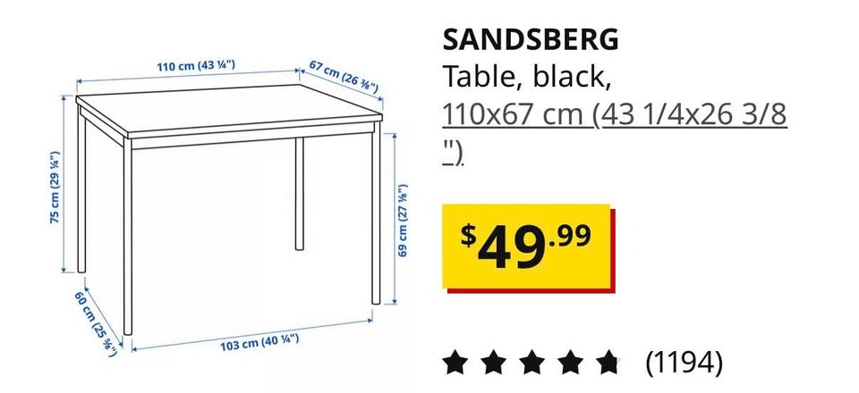 IKEA Black Table – Great Condition - photo 3