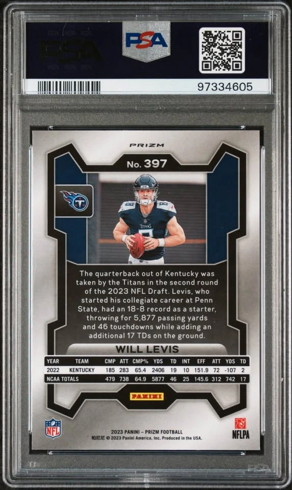 Will Levis 2023 Panini Prizm Silver Prizm Rookie RC PSA 10 #397 - photo 2