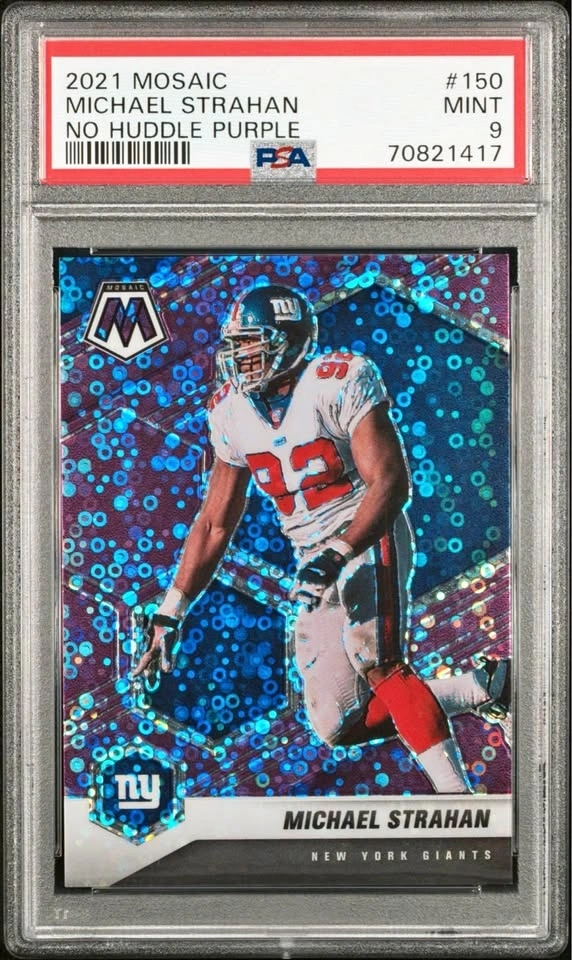 Michael Strahan 2021 Panini Mosaic No Huddle Purple Prizm 30/50