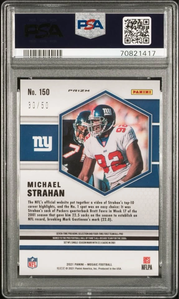 Michael Strahan 2021 Panini Mosaic No Huddle Purple Prizm 30/50 - photo 2