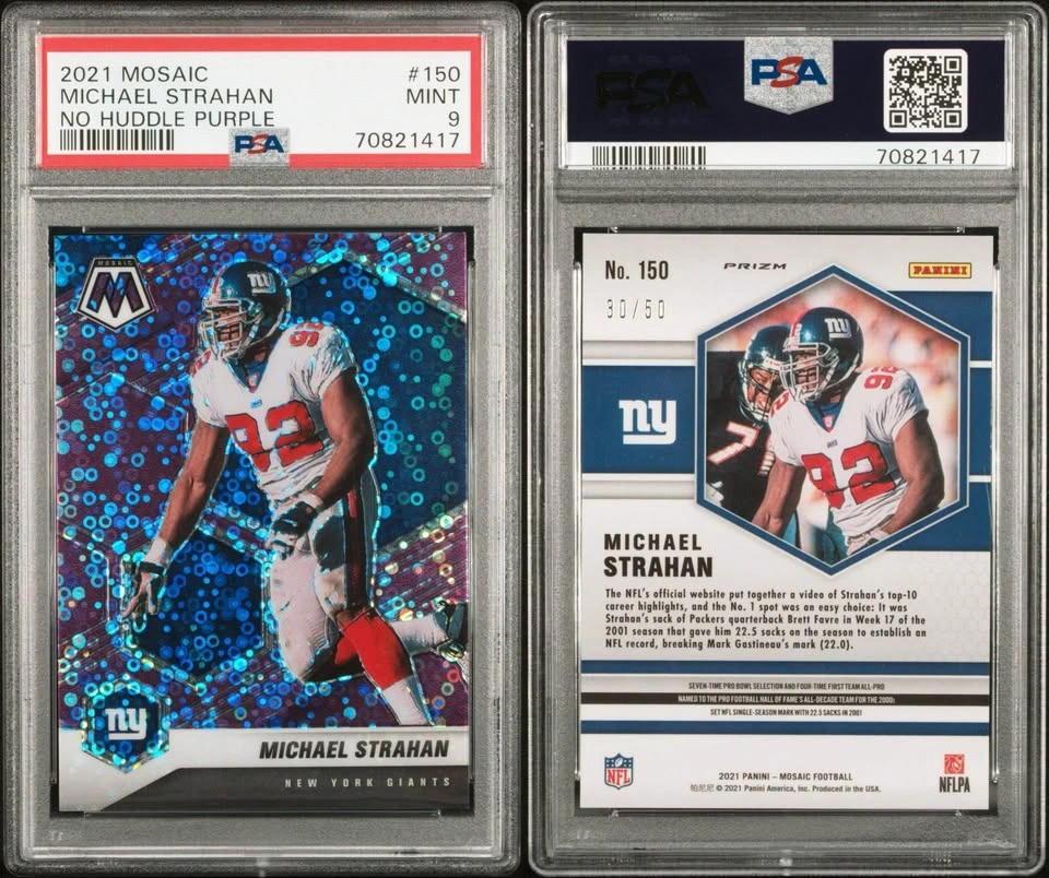 Michael Strahan 2021 Panini Mosaic No Huddle Purple Prizm 30/50 - photo 3