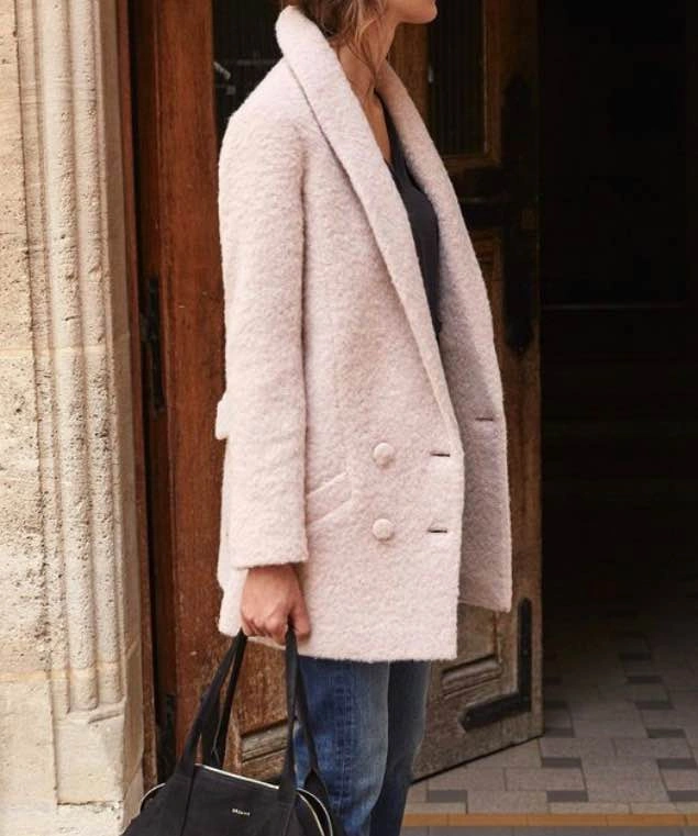 Sézane Jagger Coat, XS/FR 36, cream with black specks - photo 2