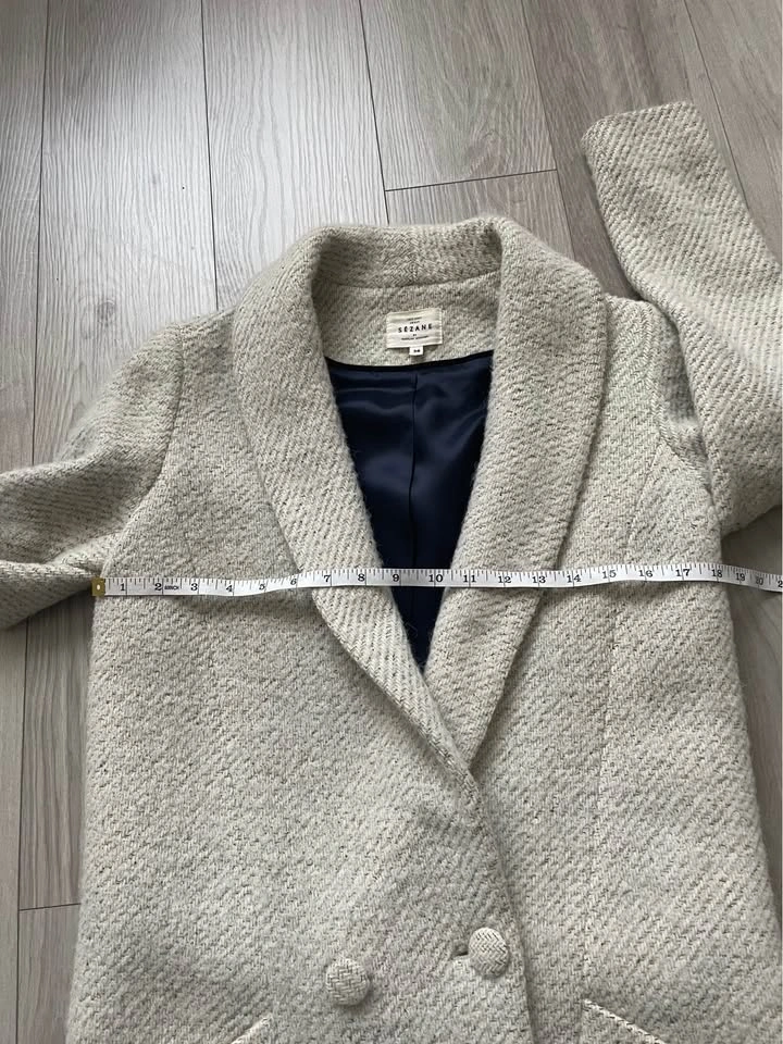 Sézane Jagger Coat, XS/FR 36, cream with black specks - photo 4