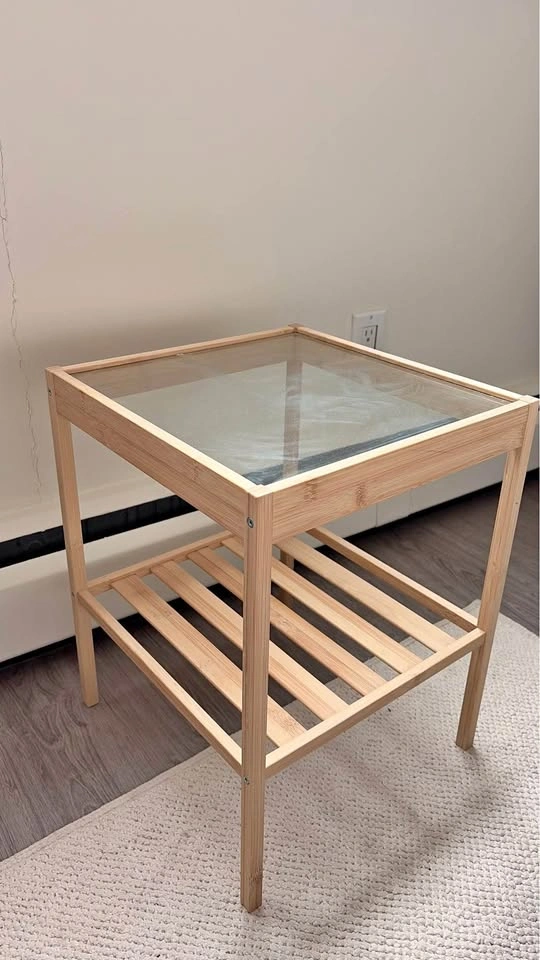 Two Bamboo Glass Top End Table