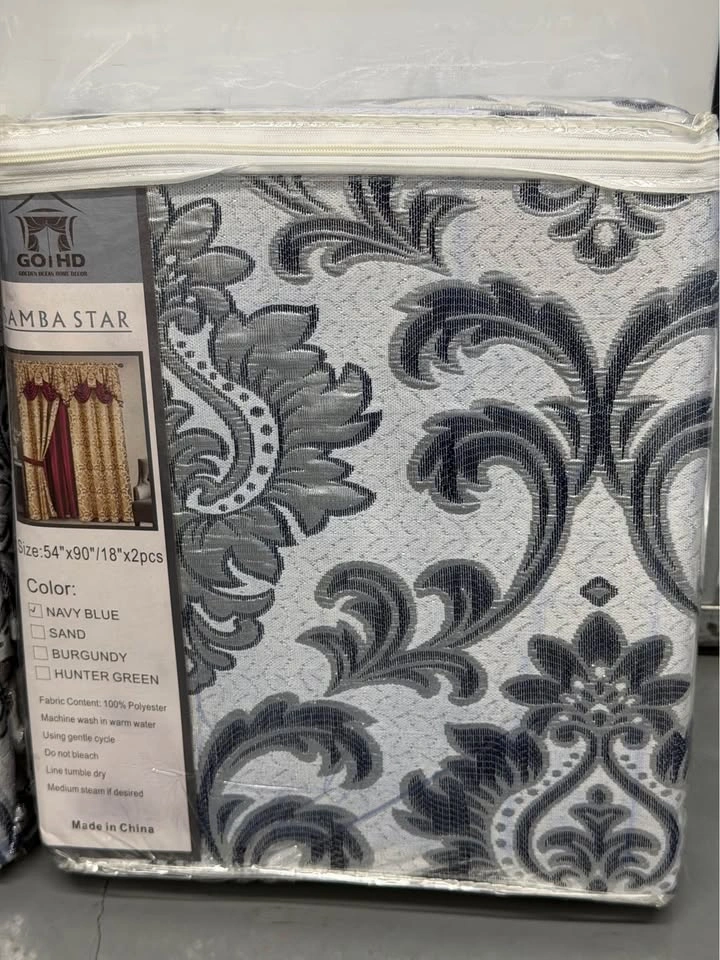 NEW Samba Star Navy Blue Jacquard Curtains 54x90 – 2 Panels + Va - photo 2