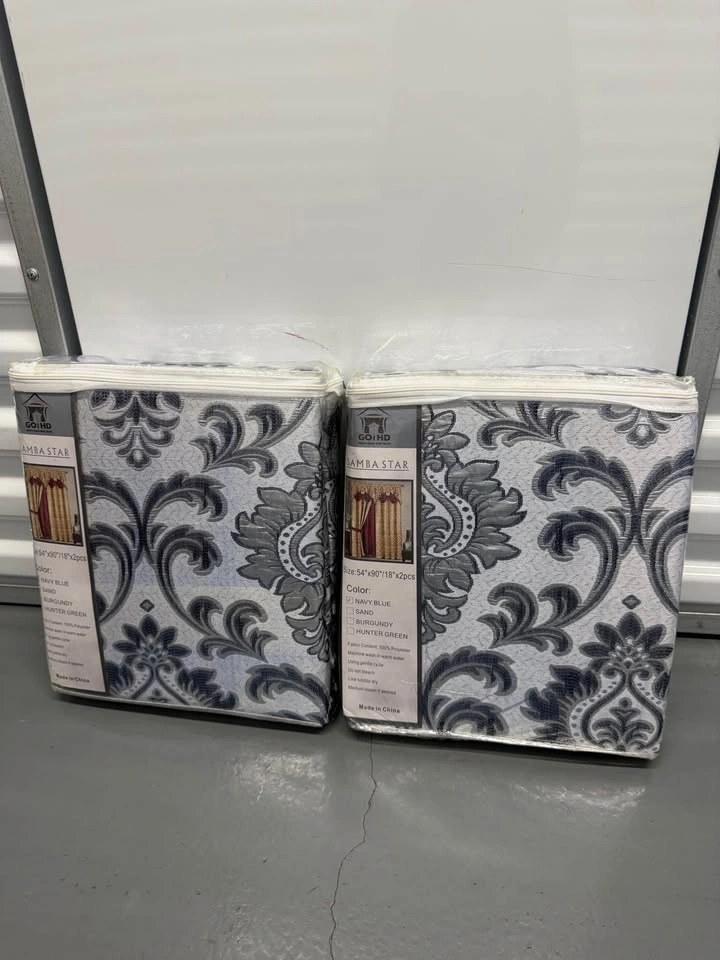 NEW Samba Star Navy Blue Jacquard Curtains 54x90 – 2 Panels + Va - photo 3